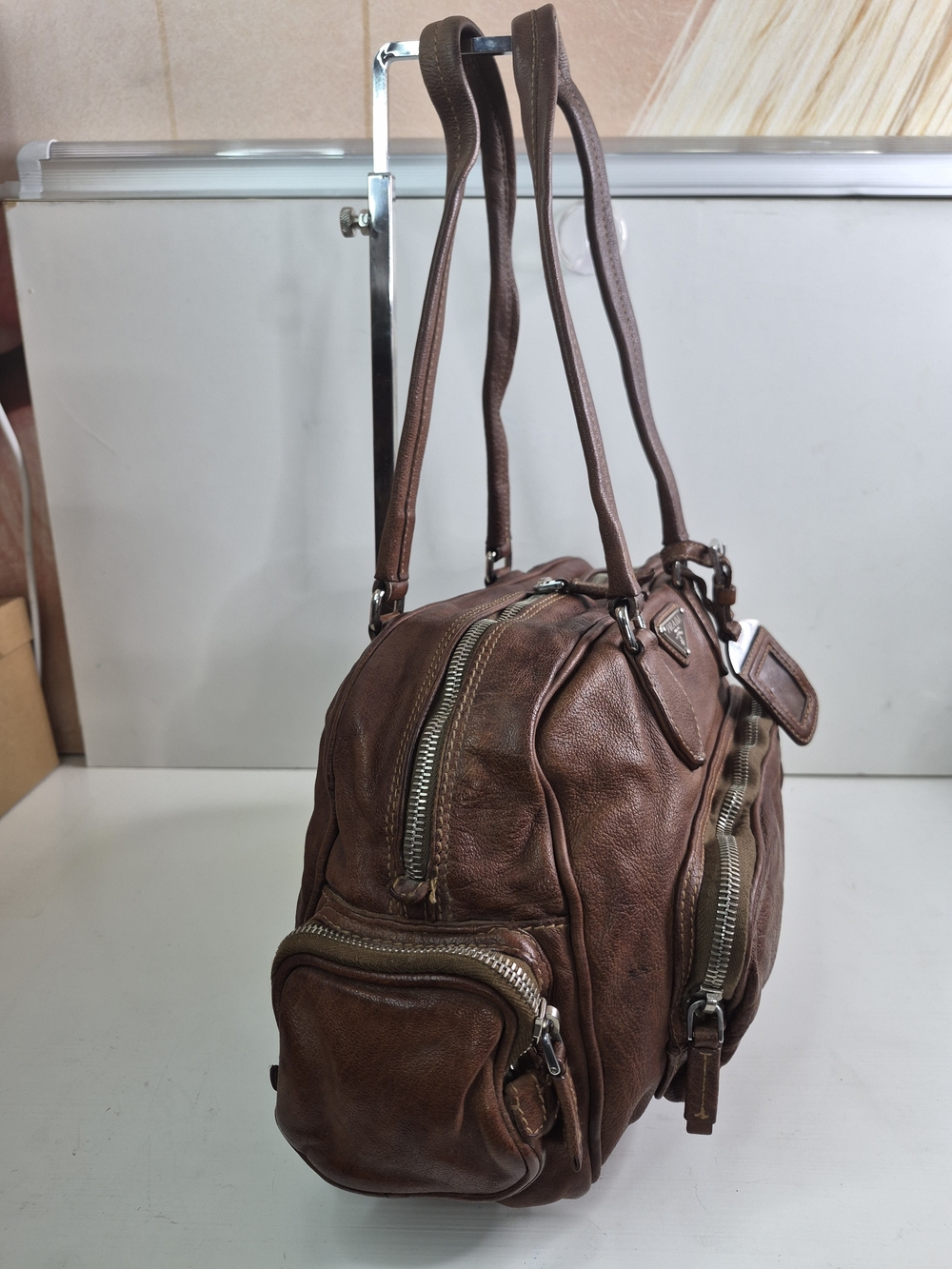 Prada Cargo Brown Leather Shoulder Bag - Picture 7 of 12